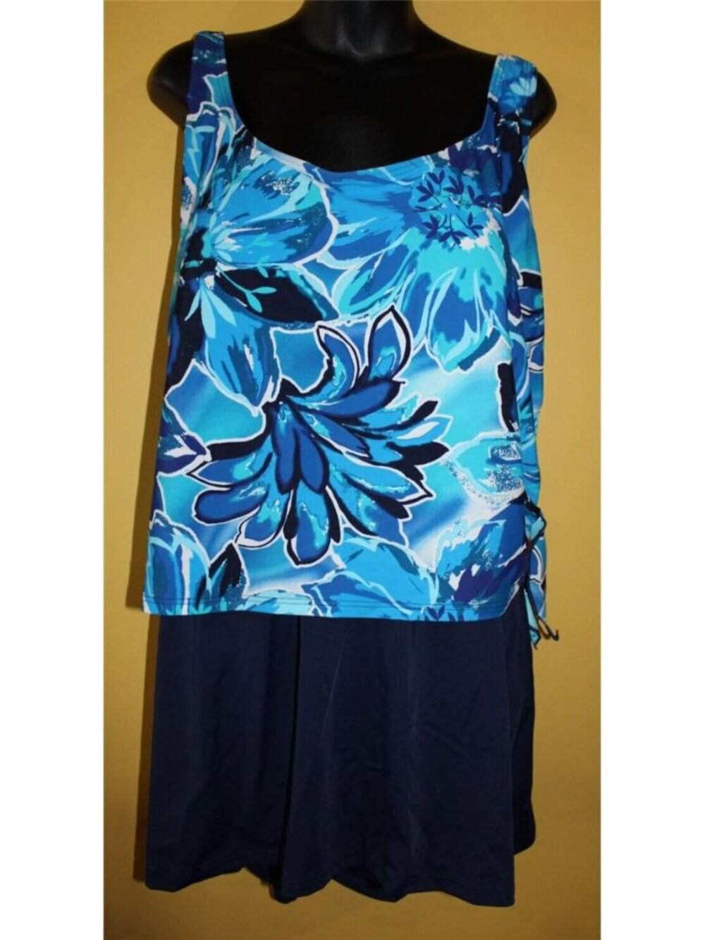 NWT Calypso Cove Navy 22W Tankini Skirt One Piece Swim Dress Suit 3x